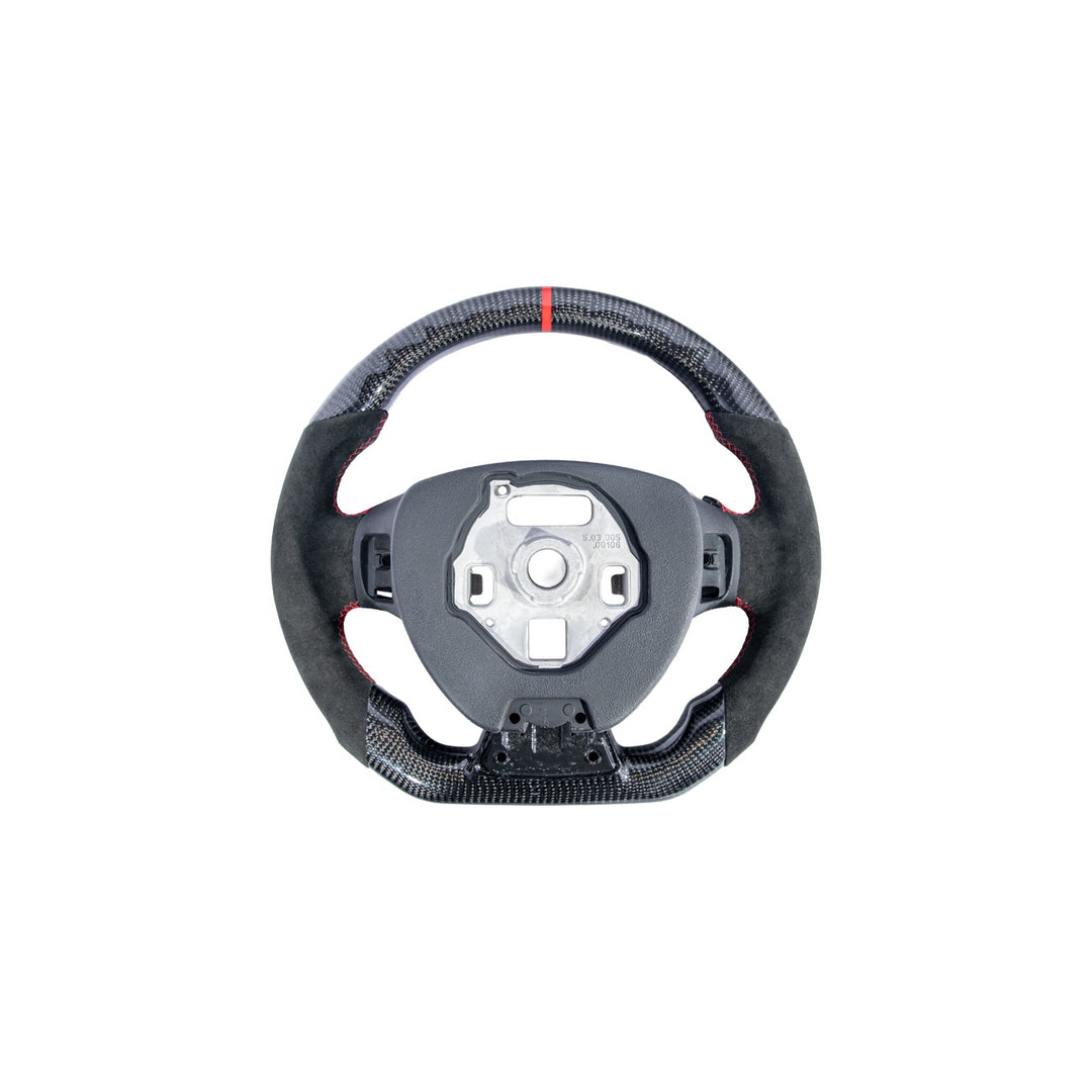 2016-2024 Chevrolet Camaro Carbon Fiber Round Top Flat Bottom Replacement Steering Wheel With Button Cover ST-CAMARO-1624-004