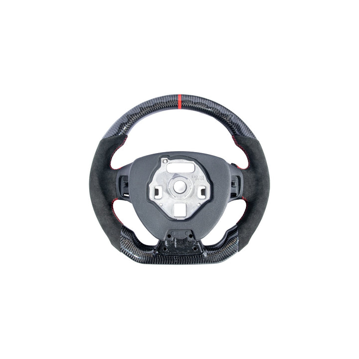 2016-2024 Chevrolet Camaro Carbon Fiber Round Top Flat Bottom Replacement Steering Wheel With Button Cover ST-CAMARO-1624-004