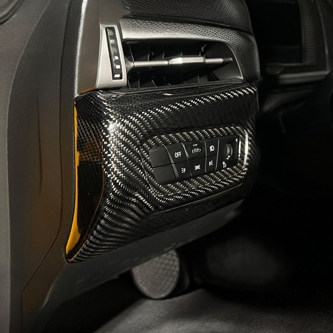 2020-Up Toyota Supra Carbon Fiber JDM Factory Style Headlight Switch Cover TC-635-BKCF