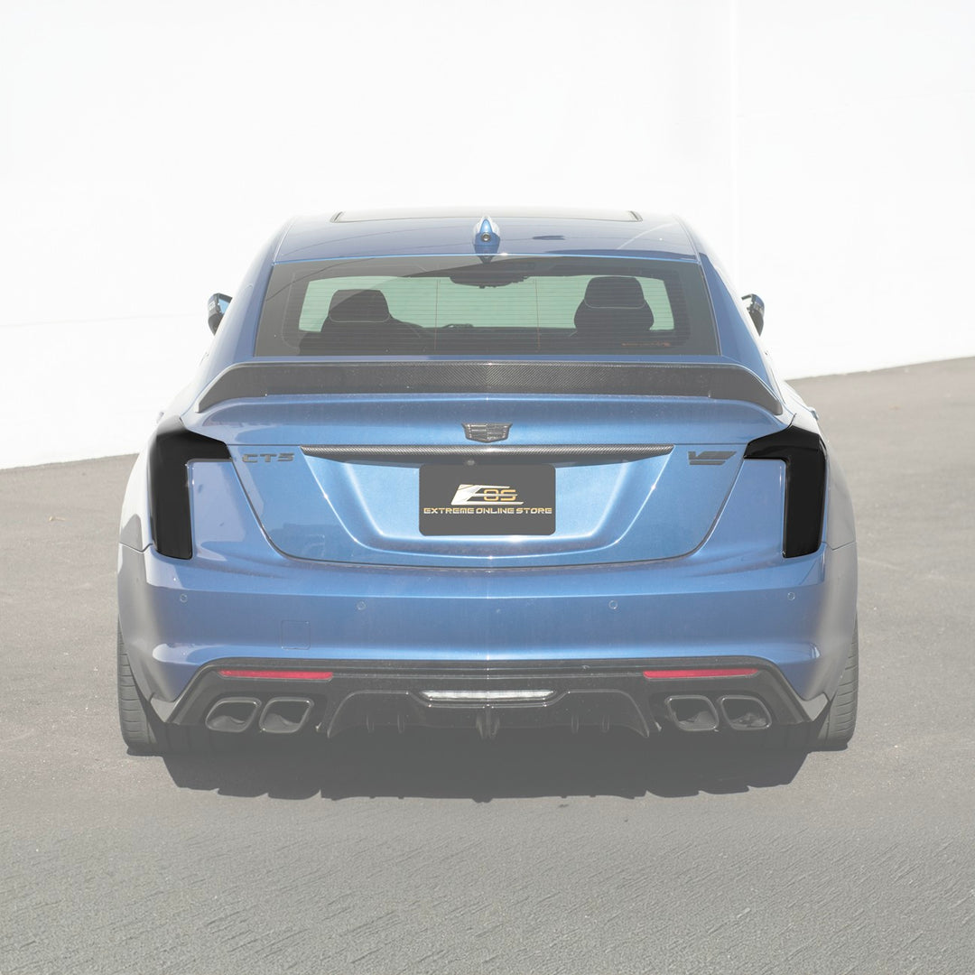 2020-Up Cadillac CT5 Smoke Tinted Rear Tail Light Trim Cover Pair Smoke Tinted TLT-1208-ABS