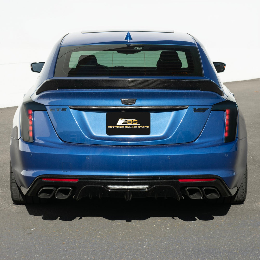 2020-Up Cadillac CT5 Smoke Tinted Rear Tail Light Trim Cover Pair Smoke Tinted TLT-1208-ABS
