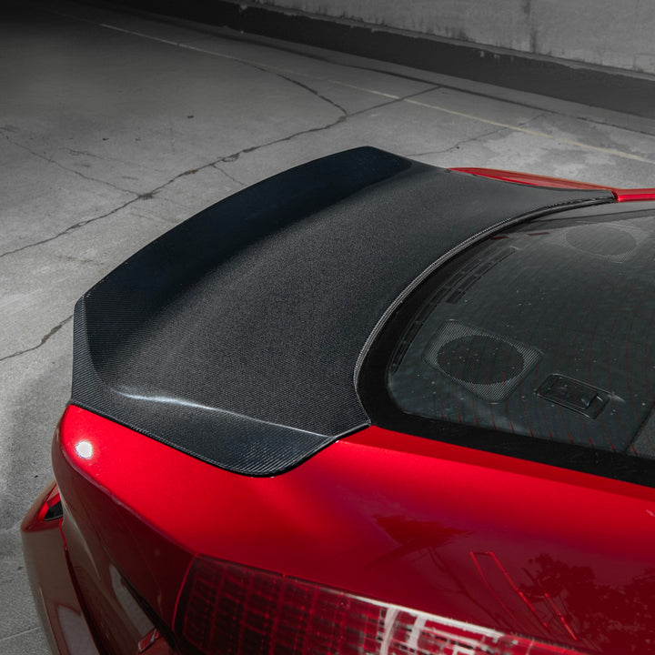 2024-Up Ford Mustang Carbon Fiber Replacement Rear Trunk with Integrated Ducktail Spoiler Ca rbon Fiber TRUNK-1465-BKCF
