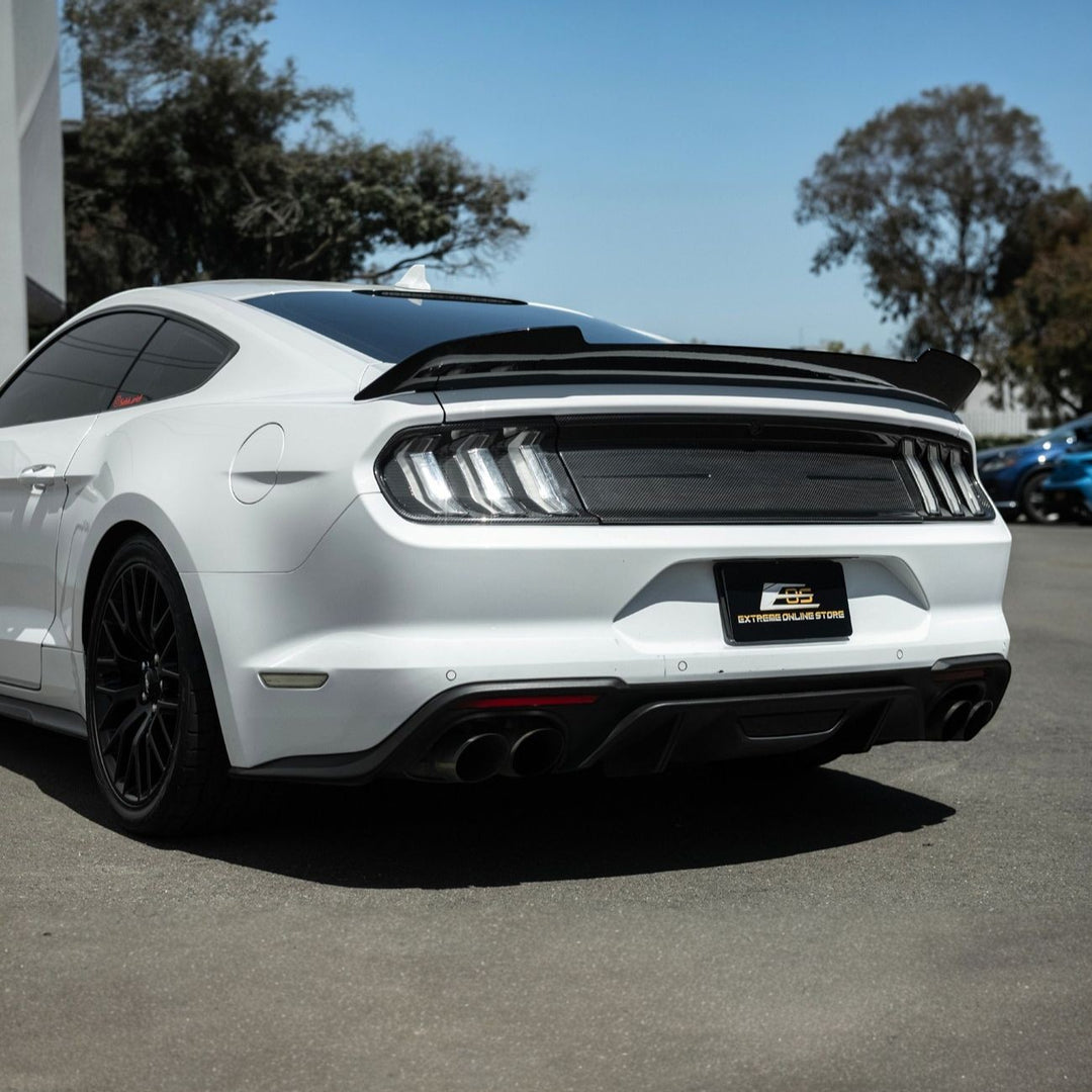 2018-2023 Ford Mustang Carbon Fiber Factory Style Rear Trunk Deck Lid Applique Panel Cover Carbon Fiber TRUNK-1503-BKCF