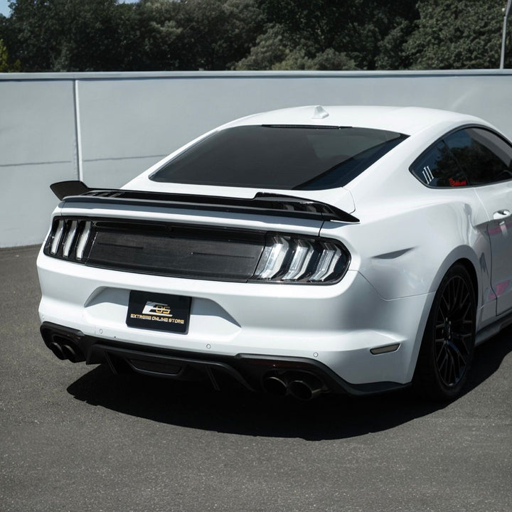 2018-2023 Ford Mustang Carbon Fiber Factory Style Rear Trunk Deck Lid Applique Panel Cover Carbon Fiber TRUNK-1503-BKCF