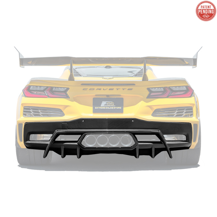 2023-Up Corvette C8 Z06 dry CARBON FIBER Rear Bumper Finned Diffuser