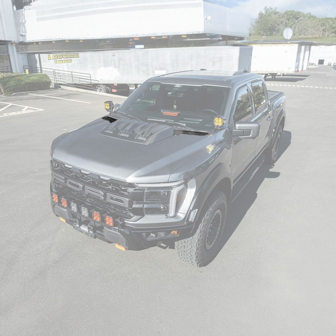 2021-Up Ford F-150 Carbon Fiber Raptor R Style Front Hood Vent Side Trim Bezel Replacements Carbon Fiber VENT-1077-BKCF