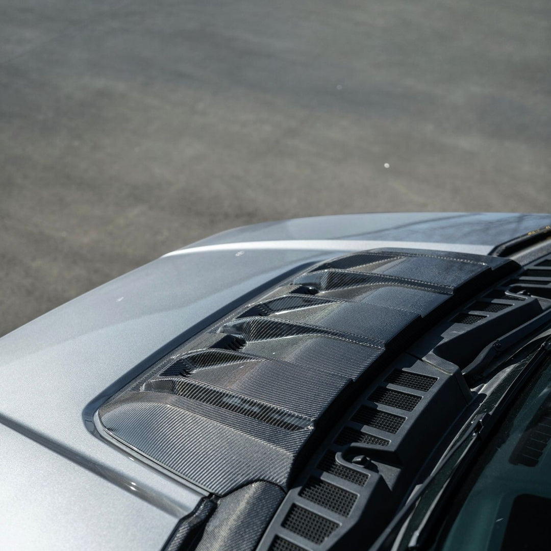 2021-Up Ford F-150 Carbon Fiber Raptor R Style Front Hood Vent Side Trim Bezel Replacements Carbon Fiber VENT-1077-BKCF