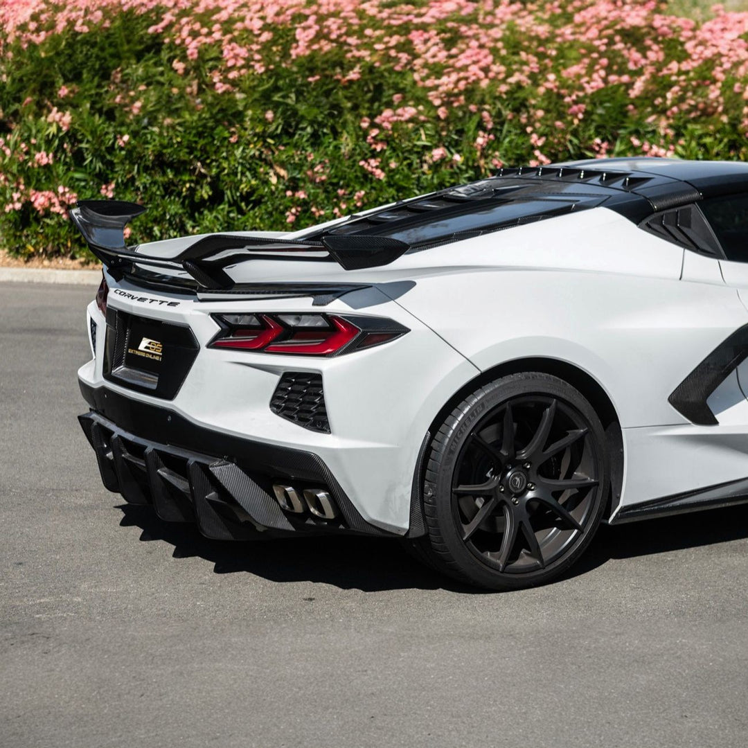 Corvette C8 Dry Carbon Fiber Rear Taillight Side Trim Panel Cover Overlays Carbon Fiber VENT-1297-BKCF