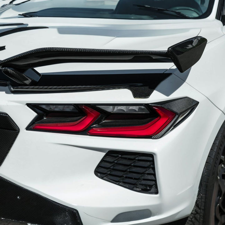 Corvette C8 Dry Carbon Fiber Rear Taillight Side Trim Panel Cover Overlays Carbon Fiber VENT-1297-BKCF