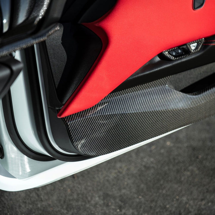 Corvette C8 Dry Carbon Fiber Interior Front Lower Door Kick Panel Cover Overlays Carbon Fiber VENT-1339-BKCF