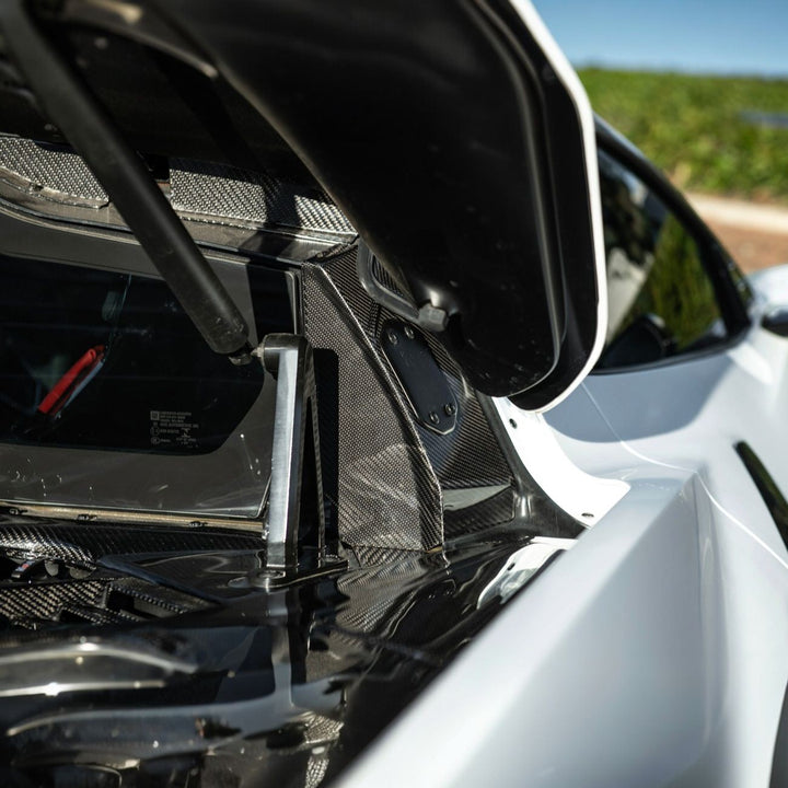 Corvette C8 Dry Carbon Fiber Rear Hatch Hinge Pillar Trim Cover Overlays Carbon Fiber VENT-1340-BKCF