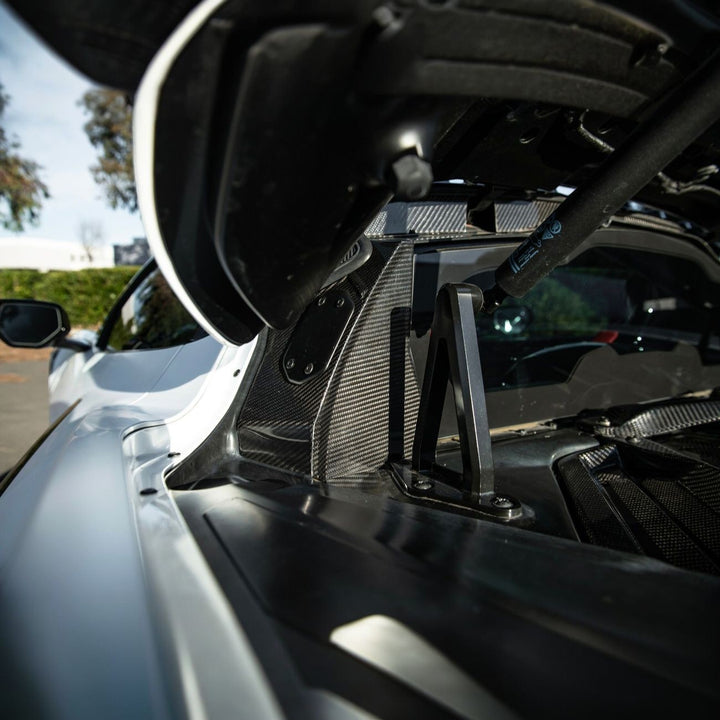 Corvette C8 Dry Carbon Fiber Rear Hatch Hinge Pillar Trim Cover Overlays Carbon Fiber VENT-1340-BKCF