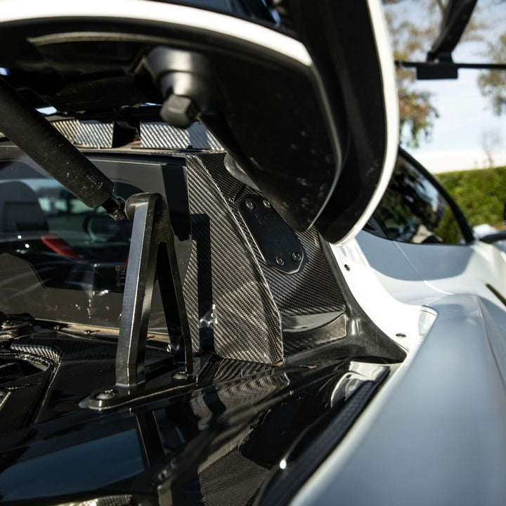 Corvette C8 Dry Carbon Fiber Rear Hatch Hinge Pillar Trim Cover Overlays Carbon Fiber VENT-1340-BKCF