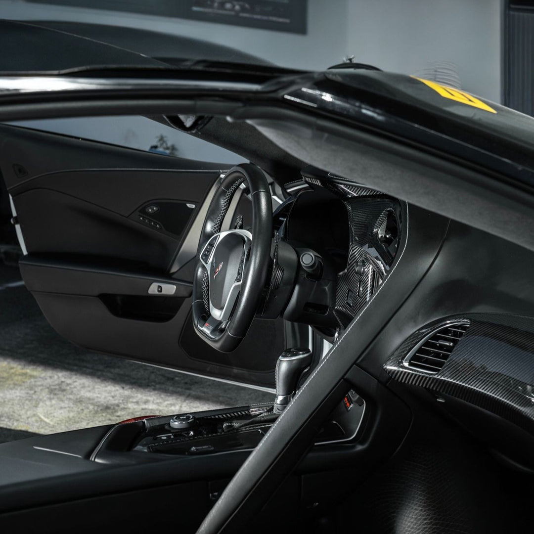 Corvette C7 Carbon Fiber Factory Extended Style Paddle Shifter Extensions VENT-1351-BKCF