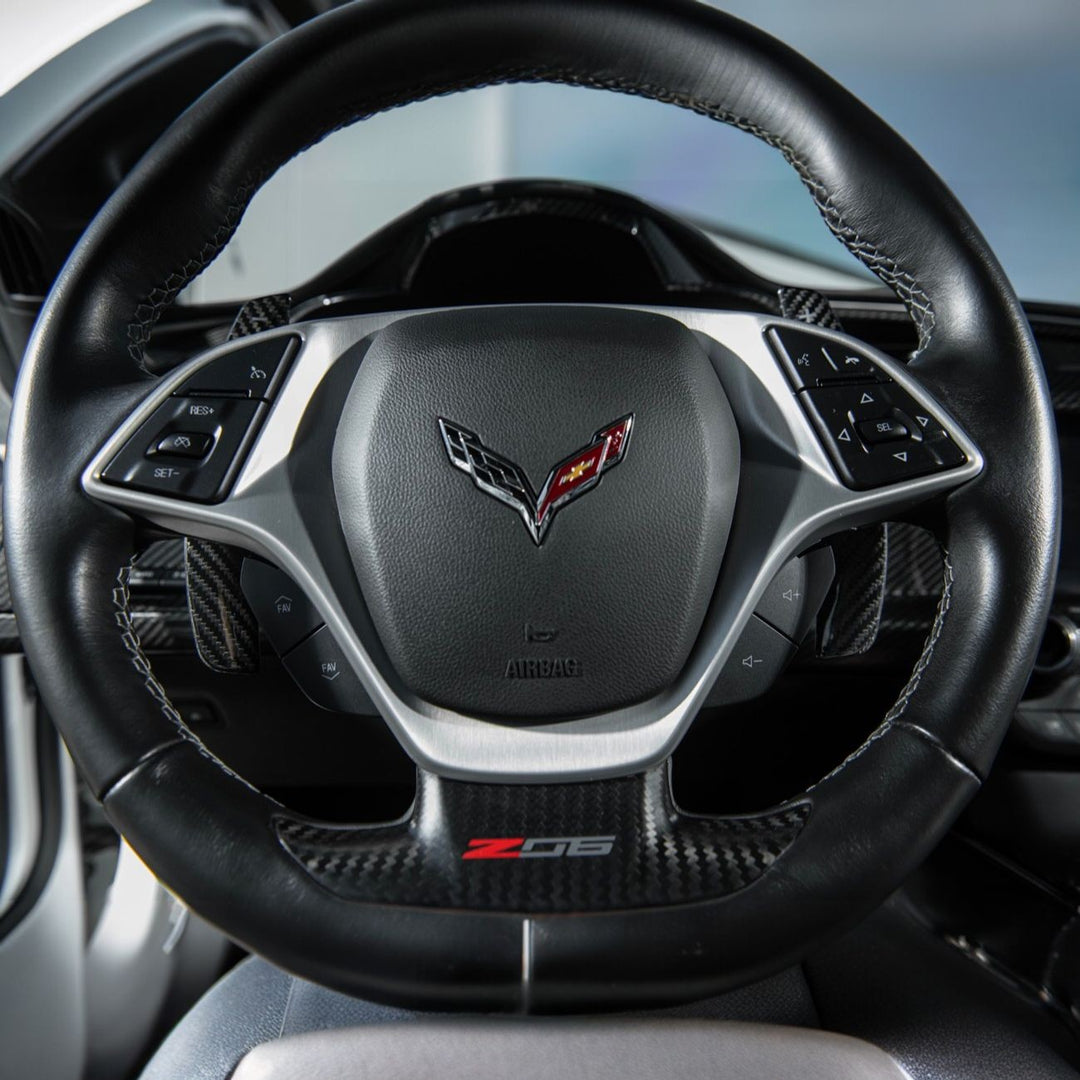Corvette C7 Carbon Fiber Factory Extended Style Paddle Shifter Extensions VENT-1351-BKCF