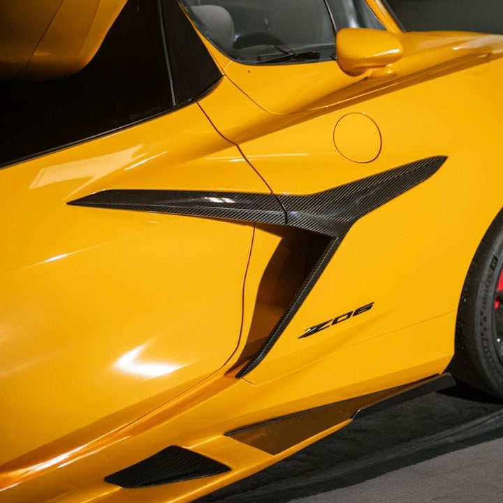 Corvette C8 Dry Carbon Fiber Side Air Intake Door Garnish Lower Trim Carbon Fiber VENT-1368-BKCF