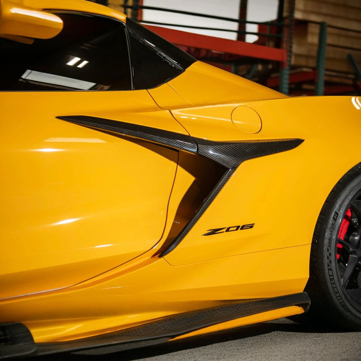 Corvette C8 Dry Carbon Fiber Side Air Intake Door Garnish Lower Trim Carbon Fiber VENT-1368-BKCF