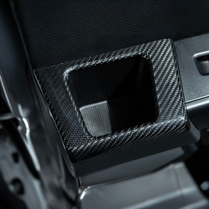 2021-2026 Ford F-150 / F-150 Lightning Dry Carbon Fiber Rear Door Side Storage Cup Holder Cover Overlays Glossy 3K Twill Weave Carbon Fiber VENT-1371-BKCF