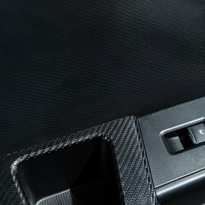 2021-2026 Ford F-150 / F-150 Lightning Dry Carbon Fiber Rear Door Side Storage Cup Holder Cover Overlays Glossy 3K Twill Weave Carbon Fiber VENT-1371-BKCF
