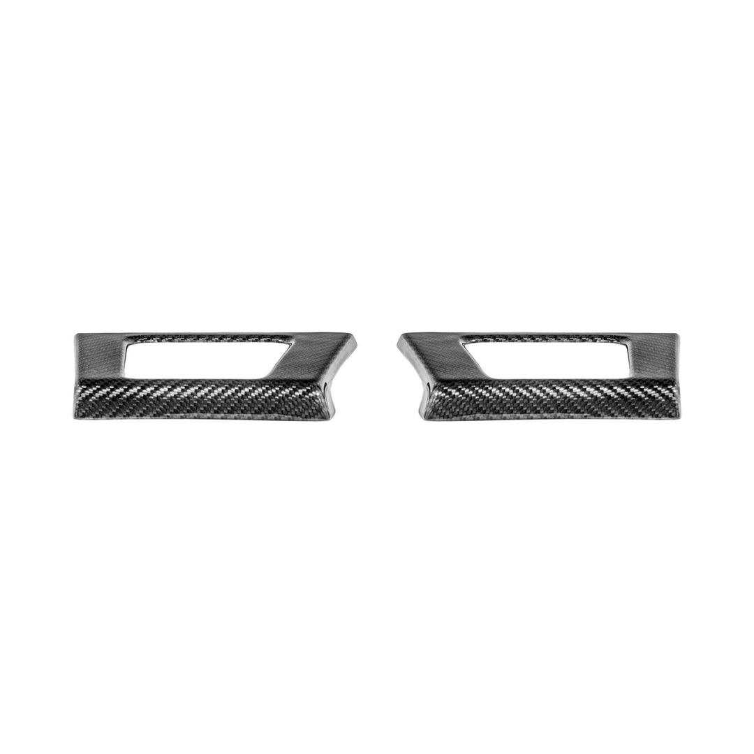 2021-2026 Ford F-150 / F-150 Lightning Dry Carbon Fiber Rear Door Side Storage Cup Holder Cover Overlays Glossy 3K Twill Weave Carbon Fiber VENT-1371-BKCF