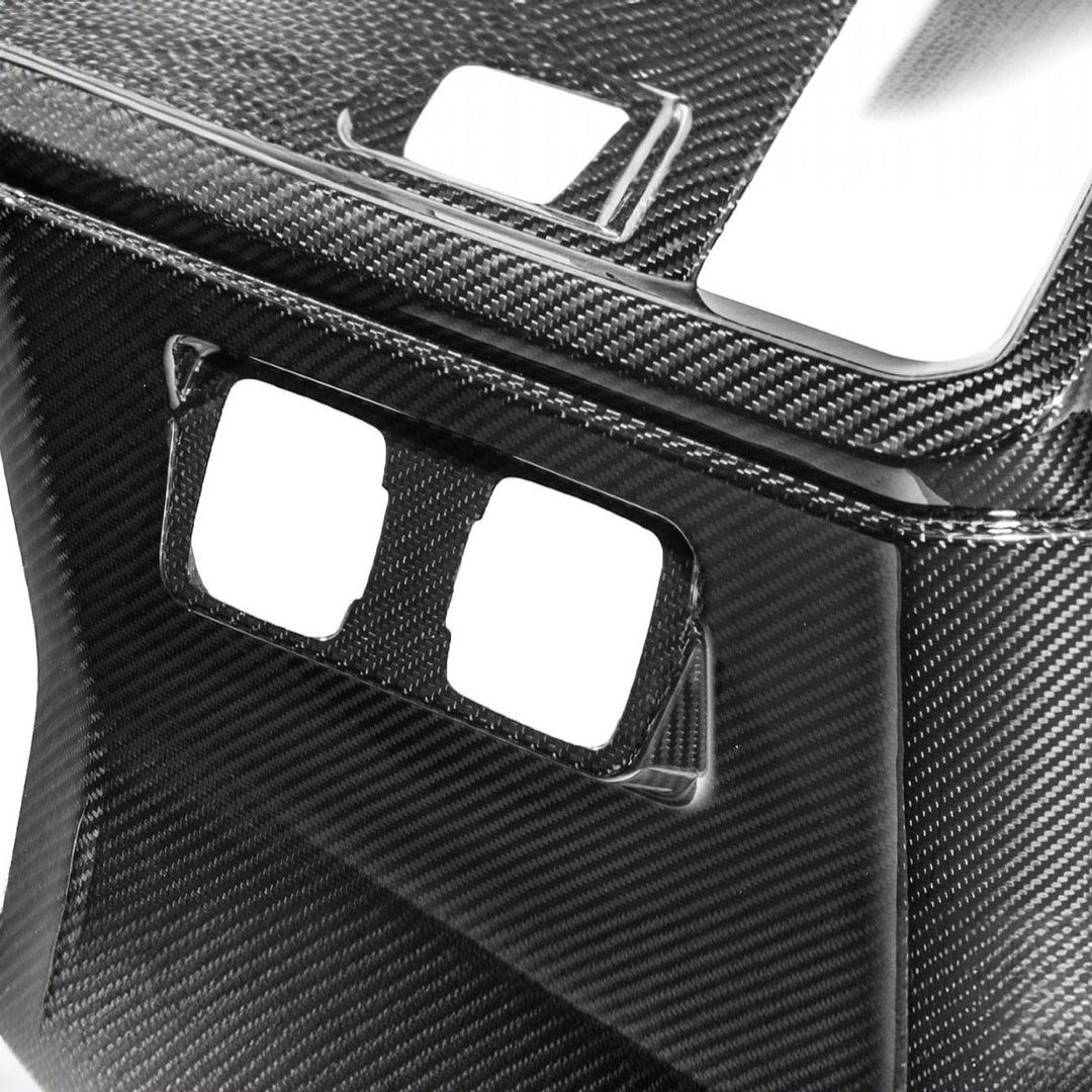 2021-Up Ford F-150 Dry Carbon Fiber Center Console Rear AC Outlet Anti-Kick Panel Cover Overlay Glossy 3K Twill Weave Carbon Fiber VENT-1372-BKCF