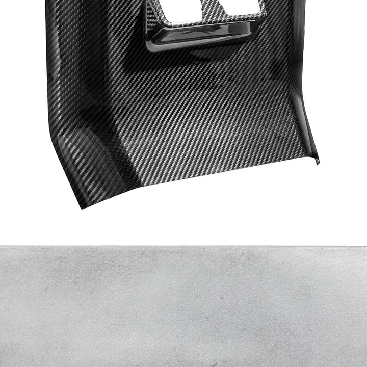 2021-Up Ford F-150 Dry Carbon Fiber Center Console Rear AC Outlet Anti-Kick Panel Cover Overlay Glossy 3K Twill Weave Carbon Fiber VENT-1372-BKCF
