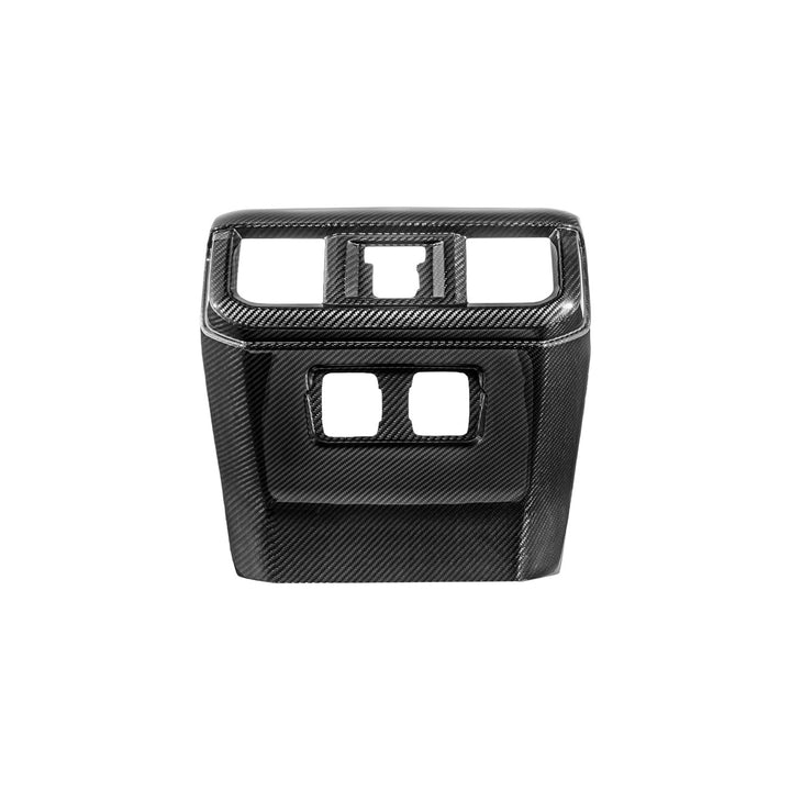 2021-Up Ford F-150 Dry Carbon Fiber Center Console Rear AC Outlet Anti-Kick Panel Cover Overlay Glossy 3K Twill Weave Carbon Fiber VENT-1372-BKCF