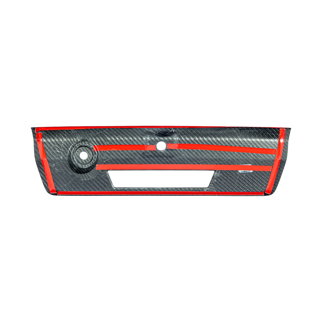 2021-Up Ford F-150 &amp; F-150 Lightning Dry Carbon Fiber Tailgate Handle Cover Overlay Glossy 3K Twill Weave Carbon Fiber VENT-1374-BKCF