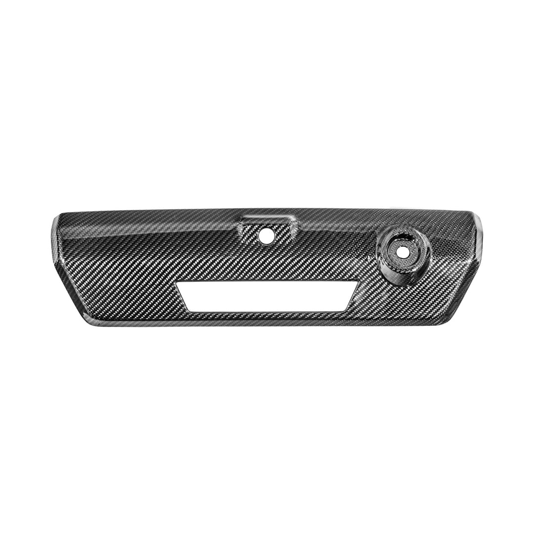 2021-Up Ford F-150 &amp; F-150 Lightning Dry Carbon Fiber Tailgate Handle Cover Overlay Glossy 3K Twill Weave Carbon Fiber VENT-1374-BKCF