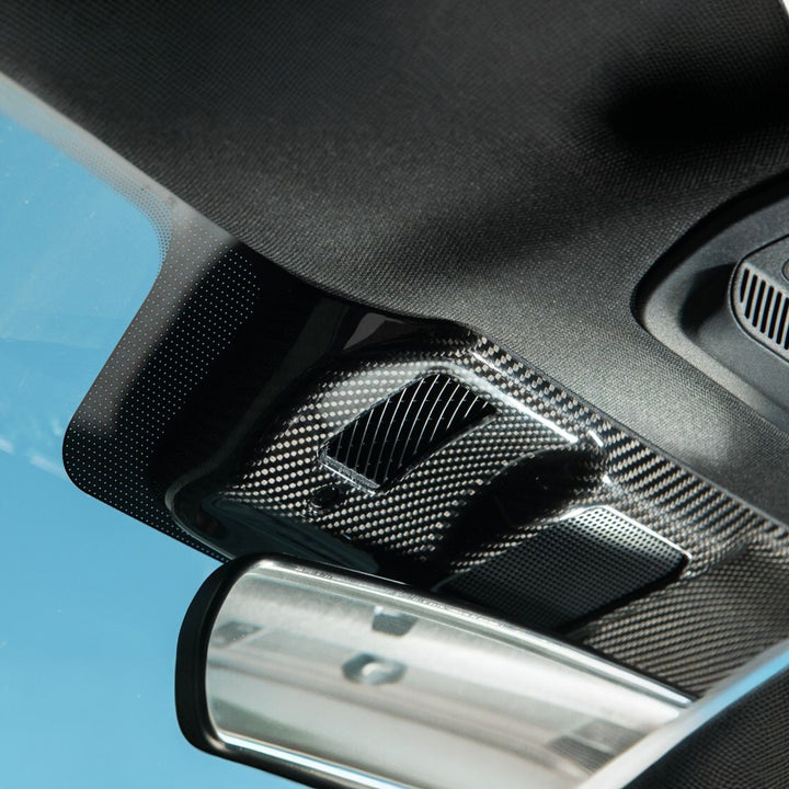 2021-Up Ford F-150 Dry Carbon Fiber Overhead Console Reading Light Panel Cover Overlay Glossy 3K Twill Weave Carbon Fiber VENT-1375-BKCF