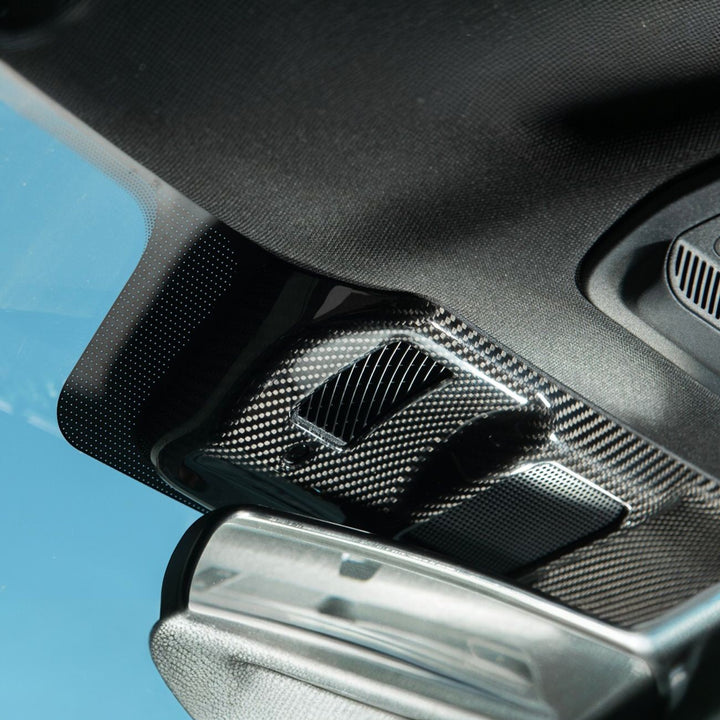 2021-Up Ford F-150 / F-150 Lightning Dry Carbon Fiber Rear View Mirror Panel Cover Overlays Glossy 3K Twill Weave Carbon Fiber VENT-1375-BKCF