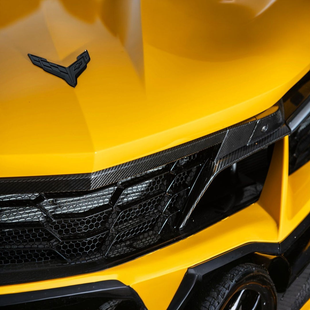 Corvette C8 Carbon Fiber Front Grille Tow Cover Kit Carbon Fiber VENT-1383-BKCF