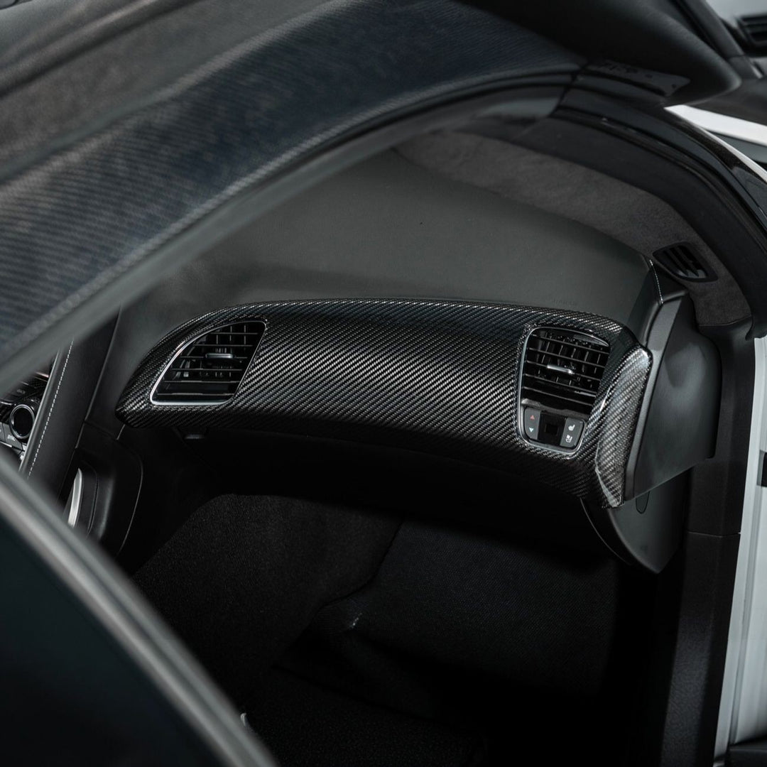 Corvette C7 Dry Carbon Fiber Passenger Side Dash Air Duct Vent Panel Cover Glossy 3K Twill Weave Carbon Fiber VENT-1398-BKCF