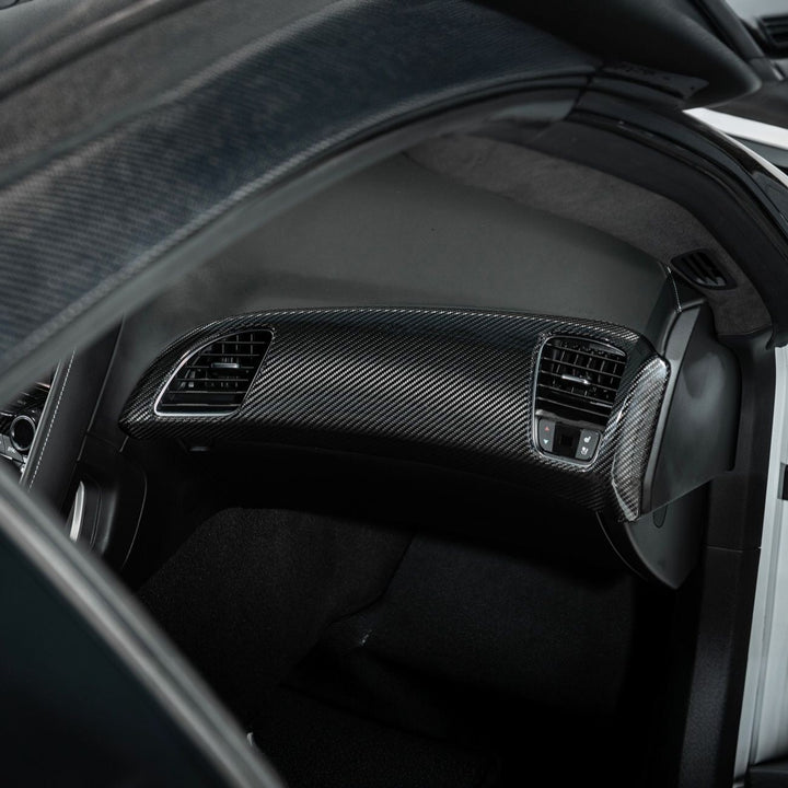 Corvette C7 Dry Carbon Fiber Passenger Side Dash Air Duct Vent Panel Cover Glossy 3K Twill Weave Carbon Fiber VENT-1398-BKCF