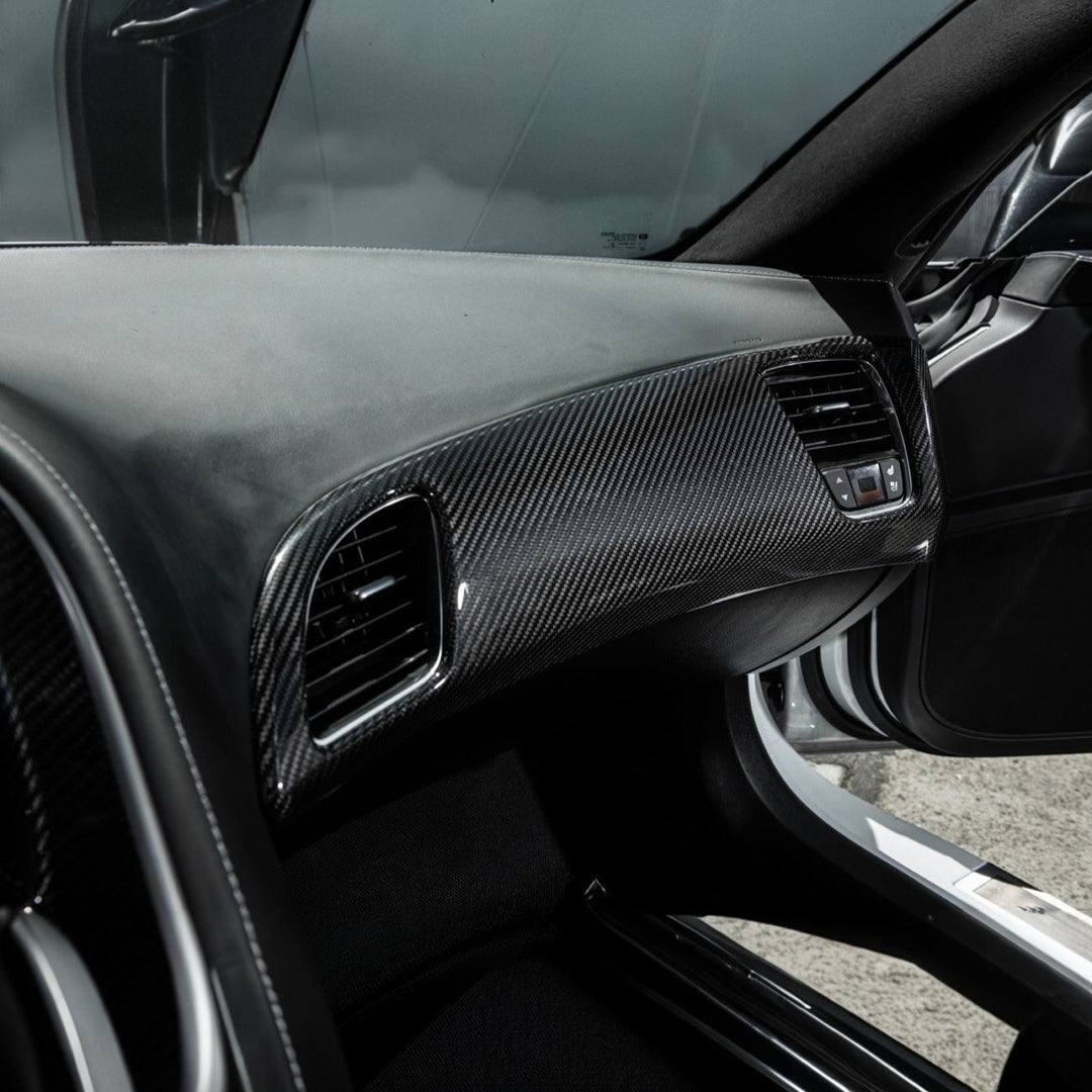 Corvette C7 Dry Carbon Fiber Passenger Side Dash Air Duct Vent Panel Cover Glossy 3K Twill Weave Carbon Fiber VENT-1398-BKCF