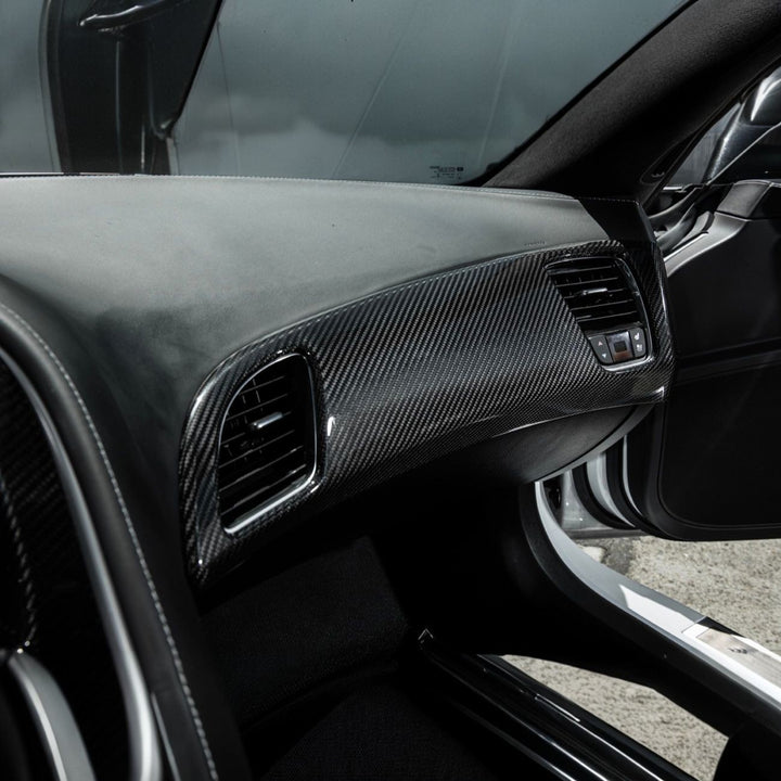 Corvette C7 Dry Carbon Fiber Passenger Side Dash Air Duct Vent Panel Cover Glossy 3K Twill Weave Carbon Fiber VENT-1398-BKCF