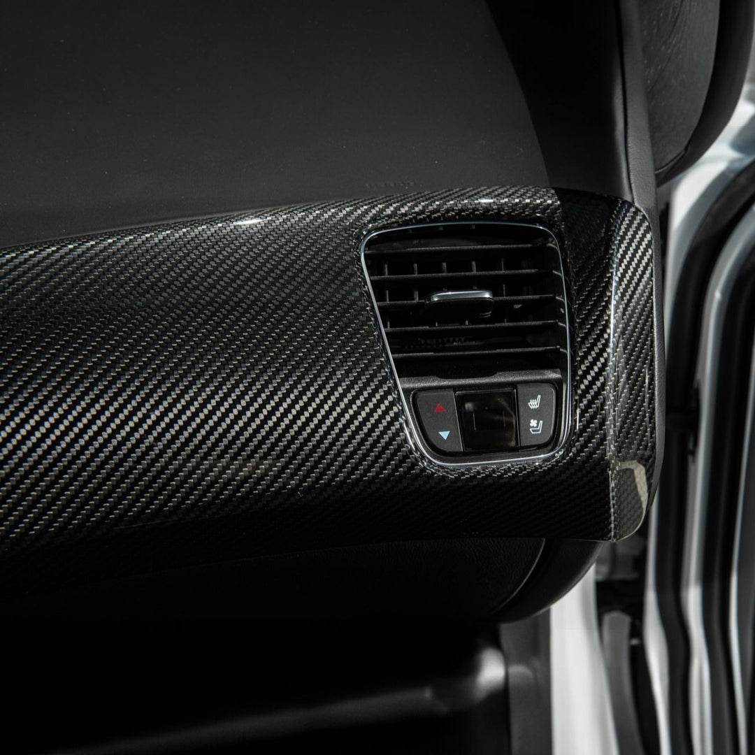 Corvette C7 Dry Carbon Fiber Passenger Side Dash Air Duct Vent Panel Cover Glossy 3K Twill Weave Carbon Fiber VENT-1398-BKCF
