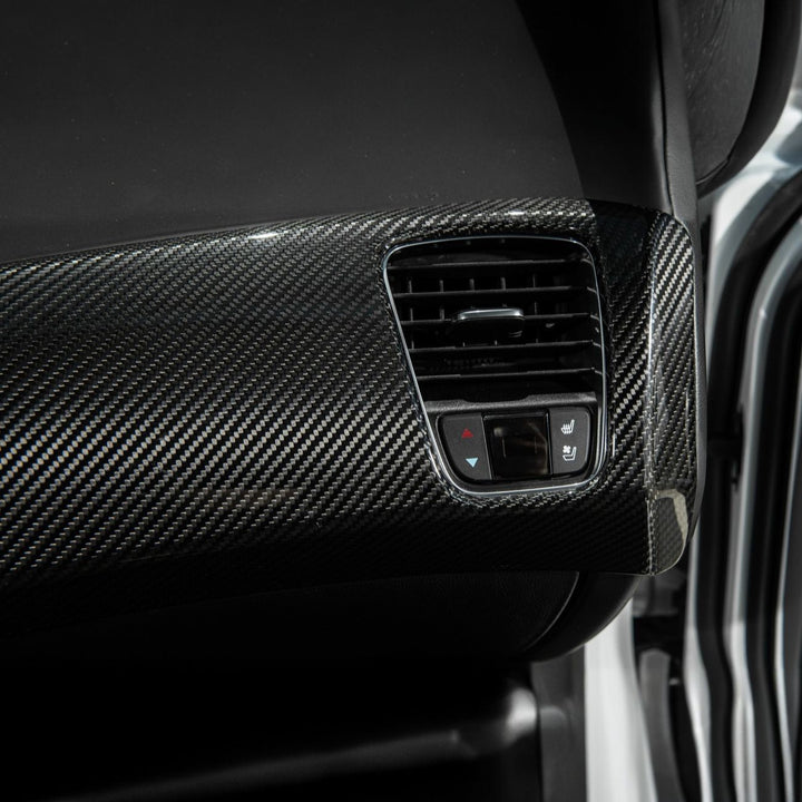 Corvette C7 Dry Carbon Fiber Passenger Side Dash Air Duct Vent Panel Cover Glossy 3K Twill Weave Carbon Fiber VENT-1398-BKCF