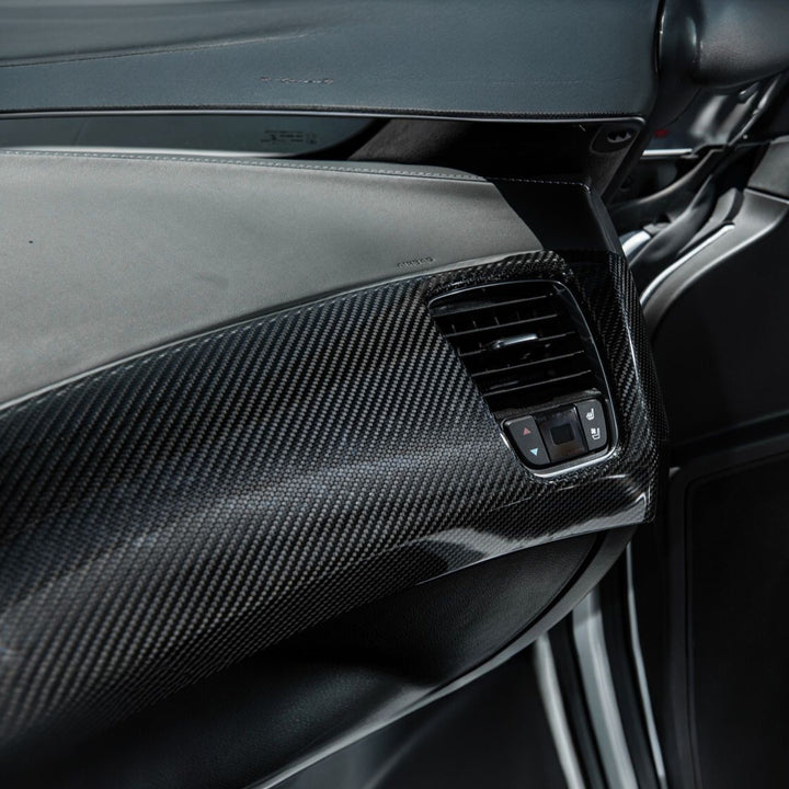 Corvette C7 Dry Carbon Fiber Passenger Side Dash Air Duct Vent Panel Cover Glossy 3K Twill Weave Carbon Fiber VENT-1398-BKCF
