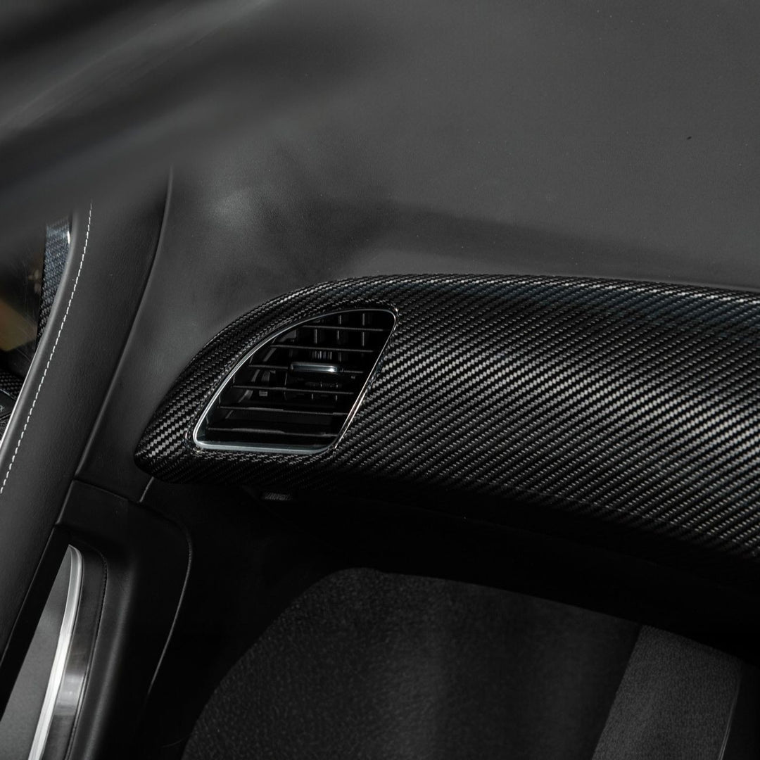 Corvette C7 Dry Carbon Fiber Passenger Side Dash Air Duct Vent Panel Cover Glossy 3K Twill Weave Carbon Fiber VENT-1398-BKCF
