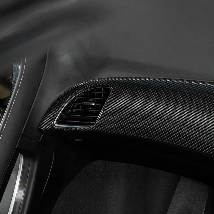 Corvette C7 Dry Carbon Fiber Passenger Side Dash Air Duct Vent Panel Cover Glossy 3K Twill Weave Carbon Fiber VENT-1398-BKCF