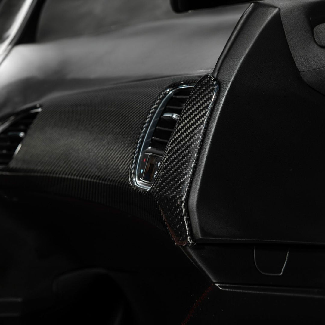 Corvette C7 Dry Carbon Fiber Passenger Side Dash Air Duct Vent Panel Cover Glossy 3K Twill Weave Carbon Fiber VENT-1398-BKCF