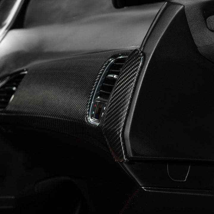 Corvette C7 Dry Carbon Fiber Passenger Side Dash Air Duct Vent Panel Cover Glossy 3K Twill Weave Carbon Fiber VENT-1398-BKCF