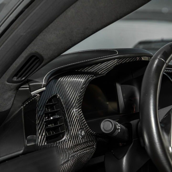 Corvette C7 Dry Carbon Fiber Driver Instrument Panel Trim Cover Glossy 3K Twill Weave Carbon Fiber VENT-1399-BKCF