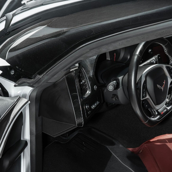 Corvette C7 Dry Carbon Fiber Driver Instrument Panel Trim Cover Glossy 3K Twill Weave Carbon Fiber VENT-1399-BKCF