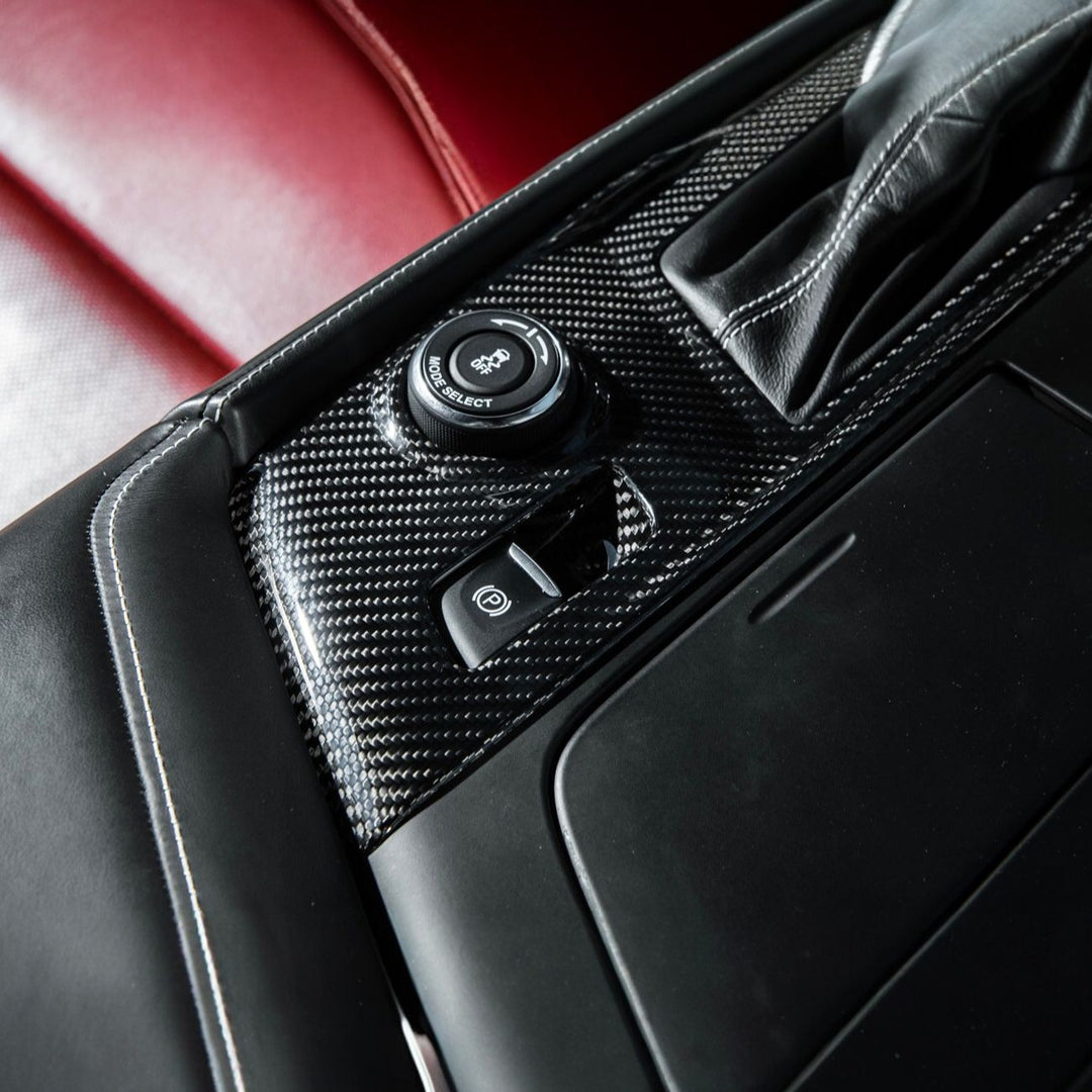 Corvette C7 Dry Carbon Fiber Center Console Shifter Trim Plate Cover Overlay Glossy 3K Twill Weave Carbon Fiber VENT-1402-BKCF