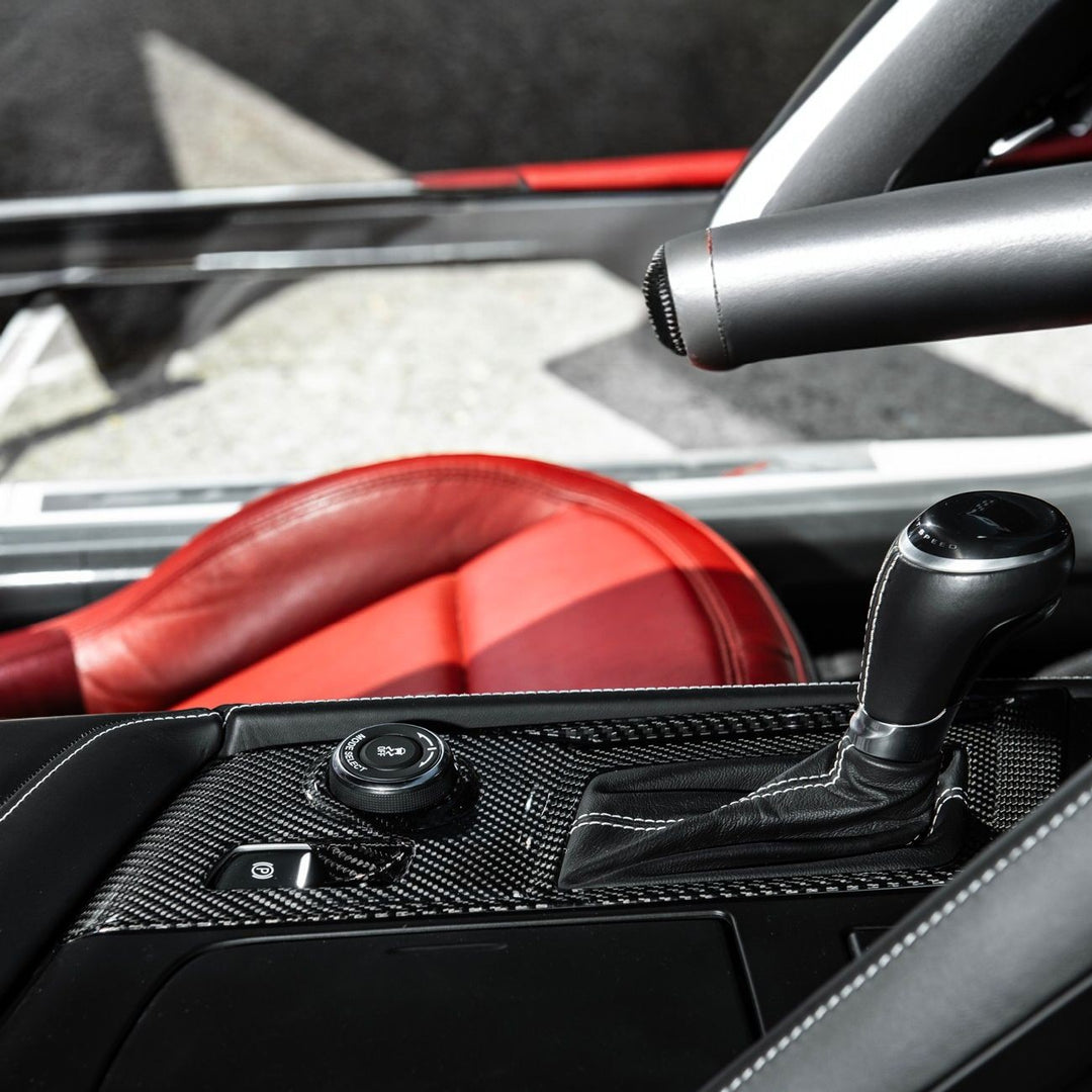 Corvette C7 Dry Carbon Fiber Center Console Shifter Trim Plate Cover Overlay Glossy 3K Twill Weave Carbon Fiber VENT-1402-BKCF