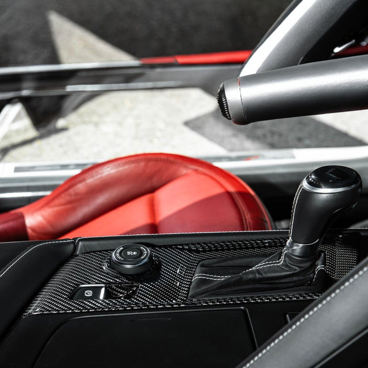 Corvette C7 Dry Carbon Fiber Center Console Shifter Trim Plate Cover Overlay Glossy 3K Twill Weave Carbon Fiber VENT-1402-BKCF