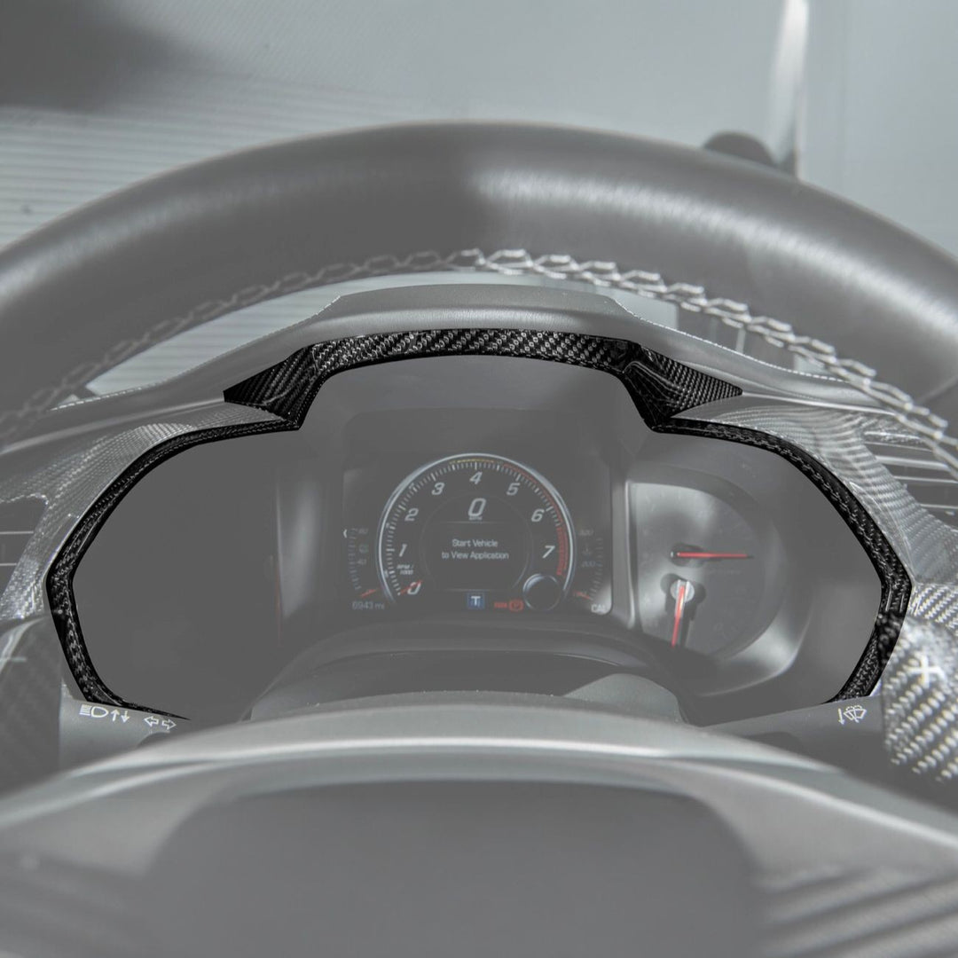 Corvette C7 Dry Carbon Fiber Gauge Cluster Trim Cover Set Carbon Fiber VENT-1411-BKCF