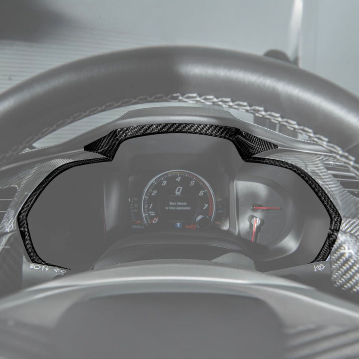 Corvette C7 Dry Carbon Fiber Gauge Cluster Trim Cover Set Carbon Fiber VENT-1411-BKCF